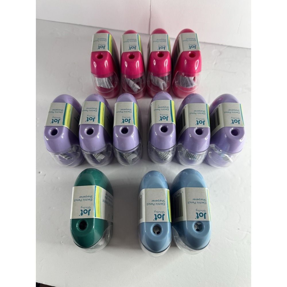 Lot of 13 NWT JOT Writing Plastic Electric (Battery) Pencil Sharpeners Assorted